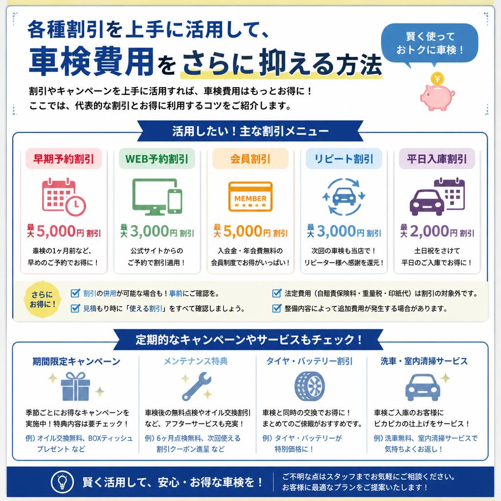 車検費用を抑えるための割引情報